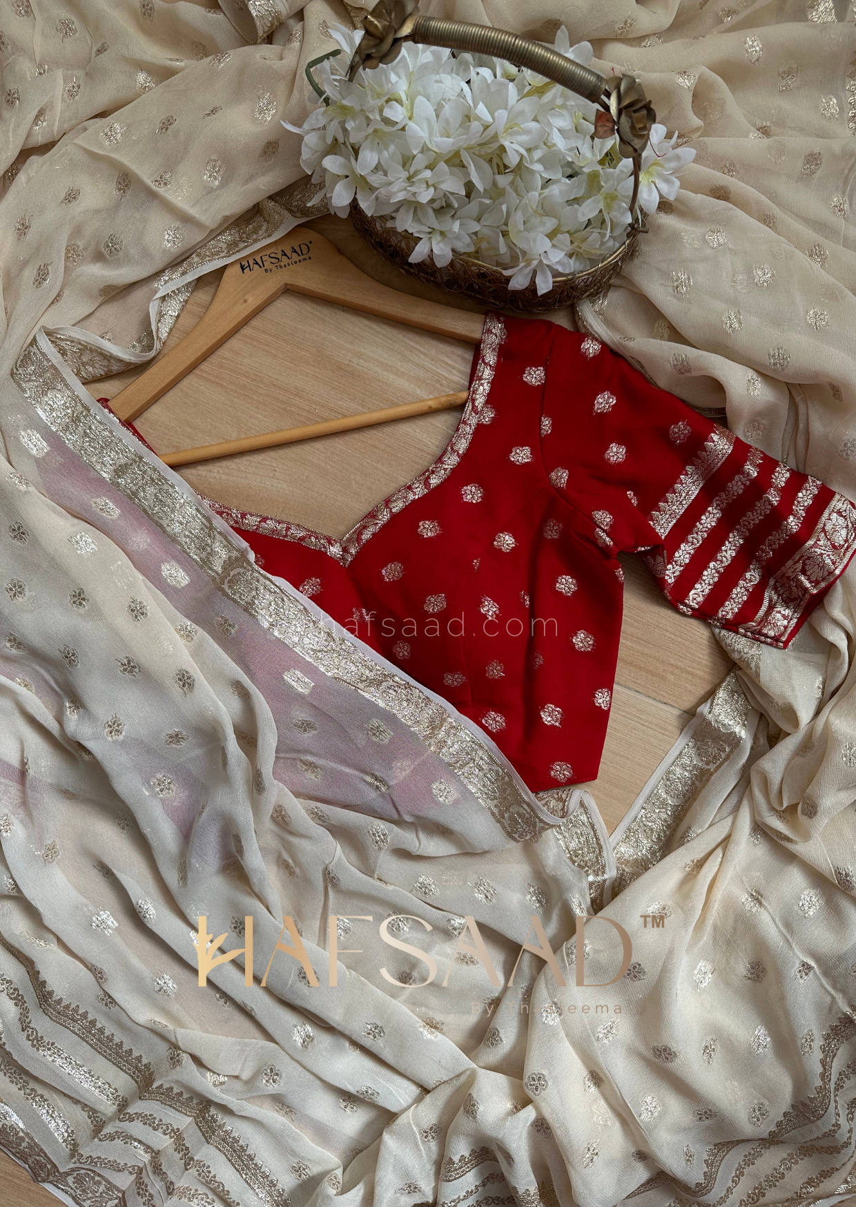 Deepika- Pure viscose saree (Ruby creme)